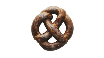 Fototapeta premium A delicious, freshly baked pretzel with a golden brown exterior, ready to be enjoyed as a snack or paired with mustard or cheese dip.