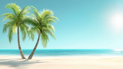 Obraz premium Tropical beach with palm trees