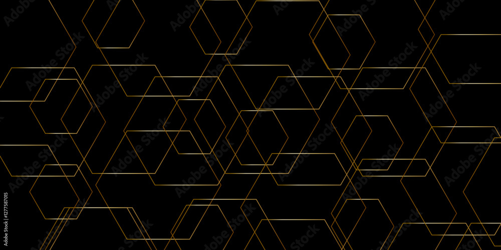 Aufkleber abstract bluck and colorful lines 3d hexagonal structure futuristic background. modern simple style 