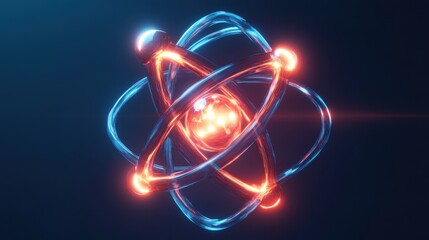 A futuristic 3D rendering of a chemical atom chain with glowing connections, set against a sleek blue background for molecular research themes