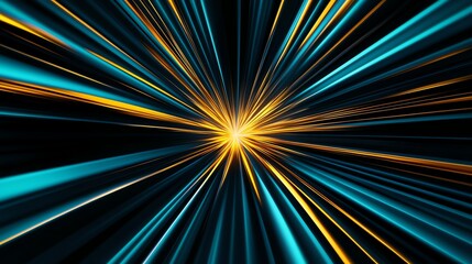 Obraz premium Abstract blue and yellow light rays with motion blur, symbolizing speed and technology. Hyper-realistic, cinematic, and perfect for futuristic projects