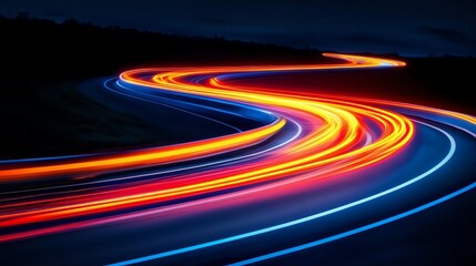 Abstract blue and yellow light rays with motion blur, symbolizing speed and technology. Hyper-realistic, cinematic, and perfect for futuristic projects