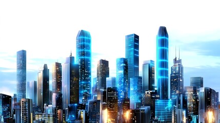 Obraz premium Futuristic Cityscape, Smart City, Technology - Futuristic/Sci-fi