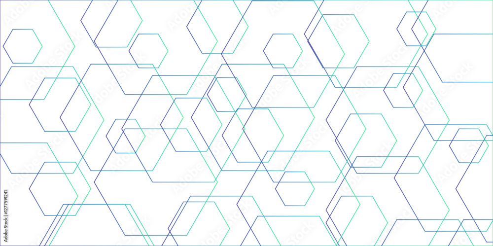 Aufkleber abstract white and colorful lines 3d hexagonal structure futuristic background. modern simple style 