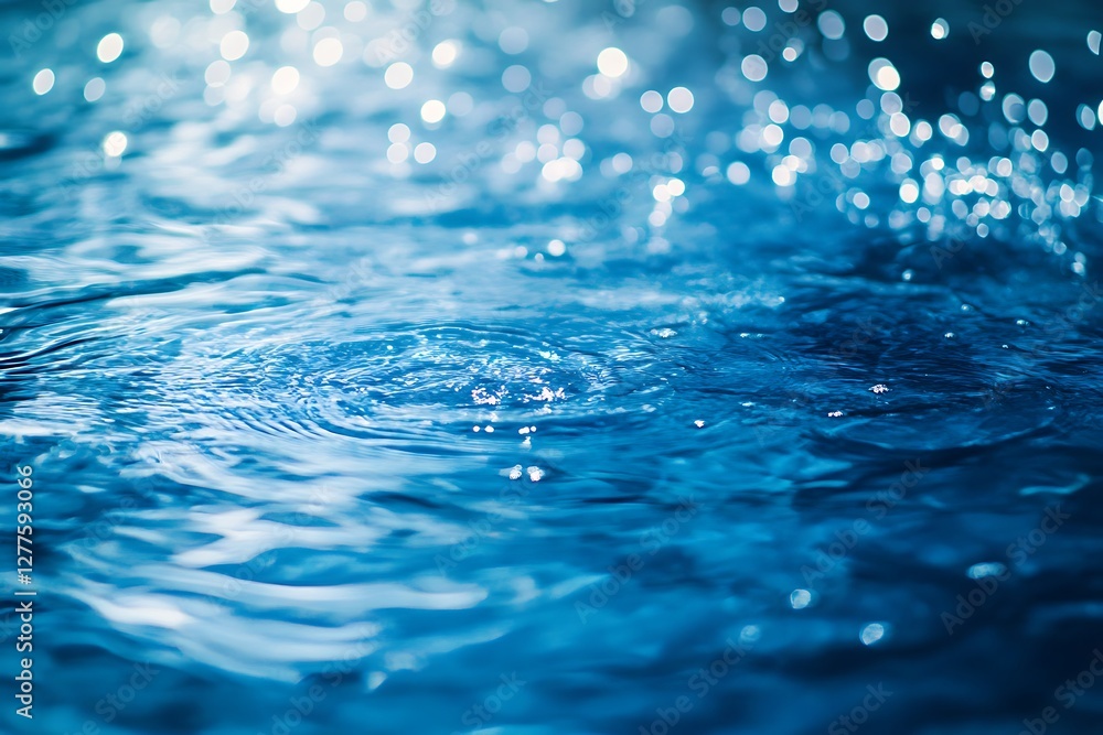 Poster water splashes on a blue background. shallow depth of field.