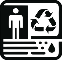 This clean and modern logo design features a human figure alongside a recycling symbol, emphasizing the importance of waste management and environmental sustainability. The design incorporates element