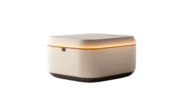 A sleek and modern storage box with a glowing edge, perfect for organizing gadgets or personal items in a stylish way.