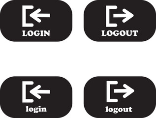 Login and logout icon set Set of sign out, Sign in vector vector collection. Open and close door symbol. Black in, out, exit and enter arrow, trendy flat style isolated on transparent background.