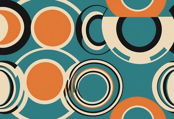 Fototapeta premium Geometric Harmony, Retro-Inspired Circle Pattern in Earthy Tones