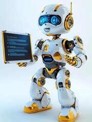 Friendly Robot Holding Tablet, AI Tech - AI and artificial intellig.