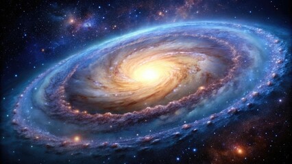 A majestic spiral galaxy with sweeping arms of stars, gas, and dust in a distant part of the universe, star cluster, astronomical feature, cosmic structure, star formation region, planetary nebula