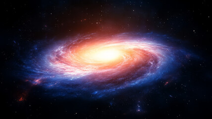Fototapeta premium stunning cosmic scene depicting swirling galaxy with vibrant colors and bright core, evoking sense of wonder and vastness of universe