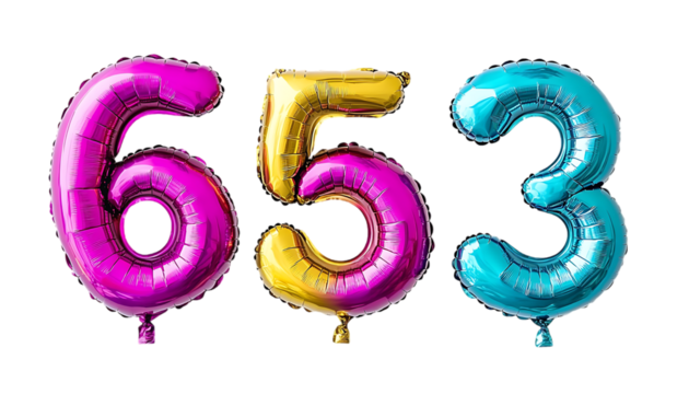 Colorful number balloons, birthday party decoration, celebration