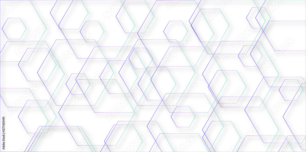 Poster abstract white and colorful lines 3d hexagonal structure futuristic background. modern simple style 