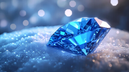 Glowing Blue Diamond on Blurred Background