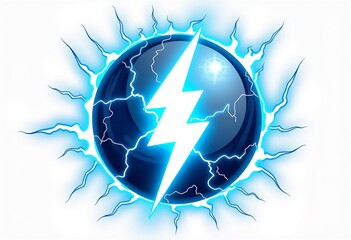 Obraz premium Simple Vector Energy Ball: Cool Lightning Effects on White Background, Ideal for Science Graphics, Technology Illustrations, and Vector Art Projects.