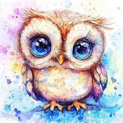 Obraz premium A cute baby owl perched on a branch, showcasing its adorable features.