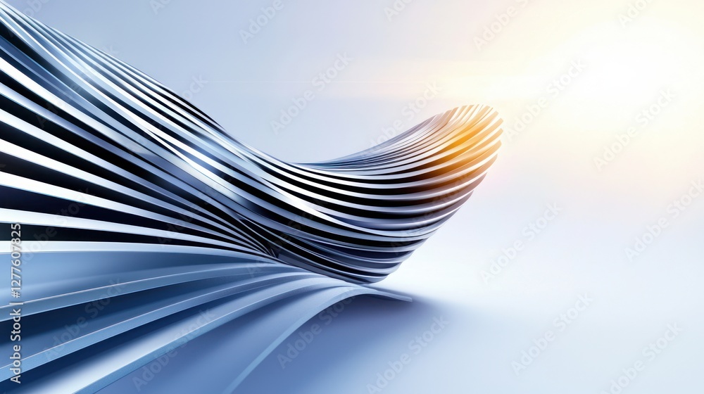 Leinwandbilder abstract metallic wave structure with bright light creating a futuristic and modern visual design fo