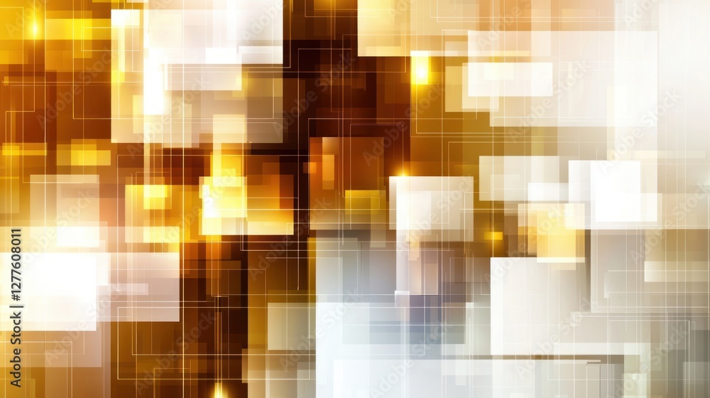 Aufkleber Abstract geometric composition with golden hues and transparent shapes creating a modern and dynamic background for creative projects and digital designs