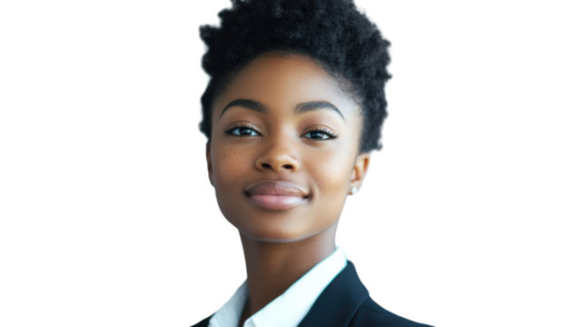 Confident young businesswoman smiling in formal attire, representing professionalism and success in the workplace, ideal for corporate themes. - Powered by Adobe