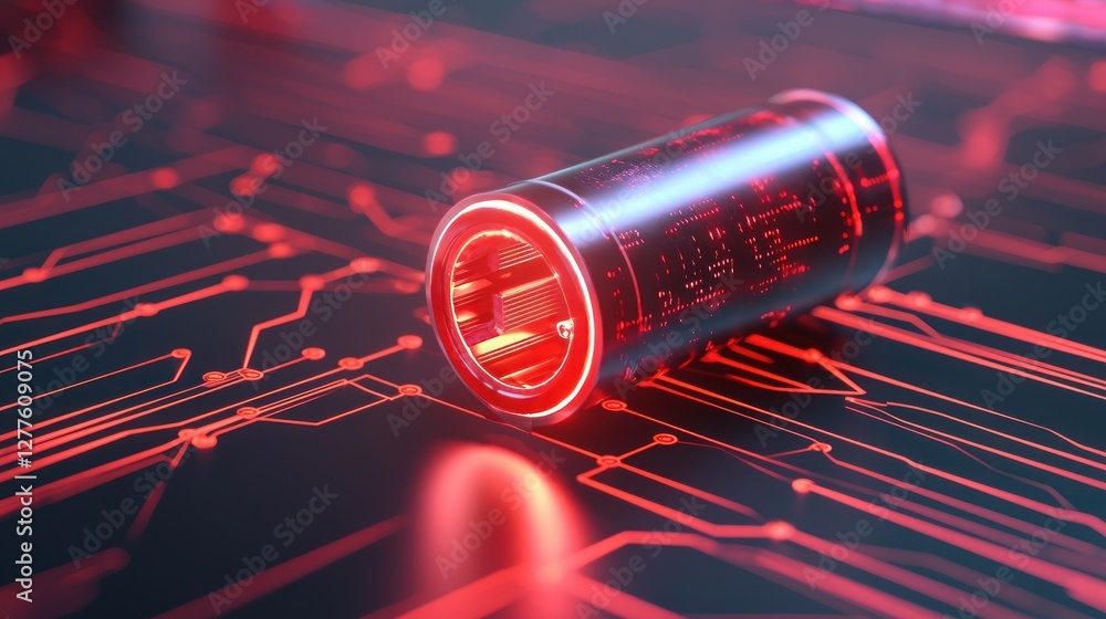 Leinwandbilder futuristic technology core with glowing circuit board lines and red light effect digital innovation 