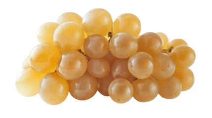 Fresh, ripe yellow grapes arranged beautifully, showcasing their natural shine and vibrant color, perfect for healthy snacking or desserts.