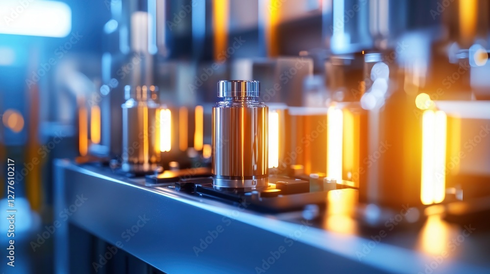 Leinwandbilder automated production line with metal containers in a factory industrial setting futuristic technolog