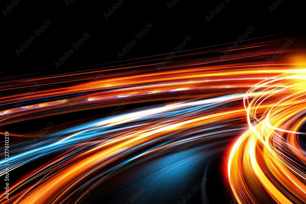 Aufkleber Dynamic streaks of light painting create a vibrant abstract design against a dark backdrop conveying movement and energy with a modern style