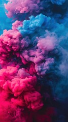 Fototapeta premium A vibrant display of swirling pink and blue smoke creates a dynamic and colorful abstract background.