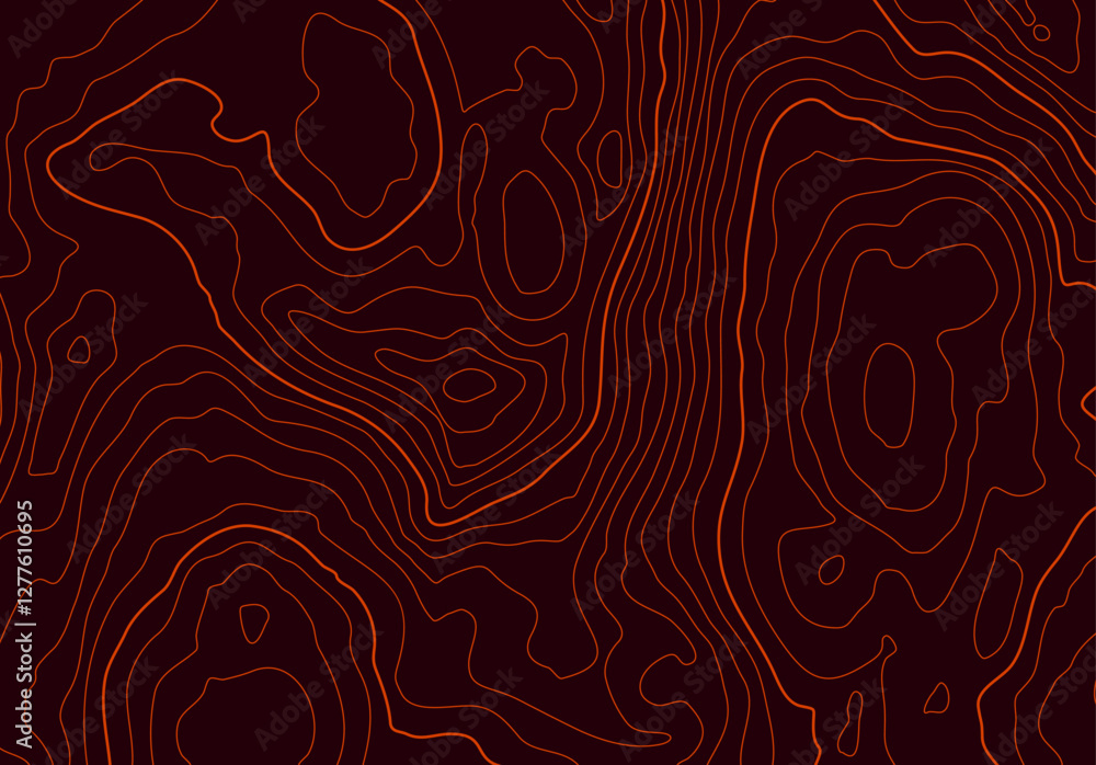 Poster Topographic map background with altitude lines. Abstract terrain topography with elevation levels of the relief