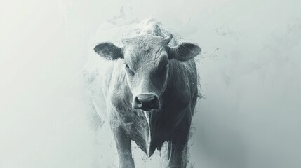 Fototapeta premium Majestic Cow Abstract Cattle Portrait Monochrome Farm Animal