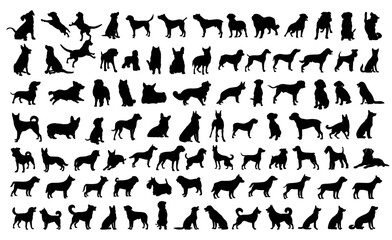 Dog Silhouette Set Collections Puppy Dog Shadow