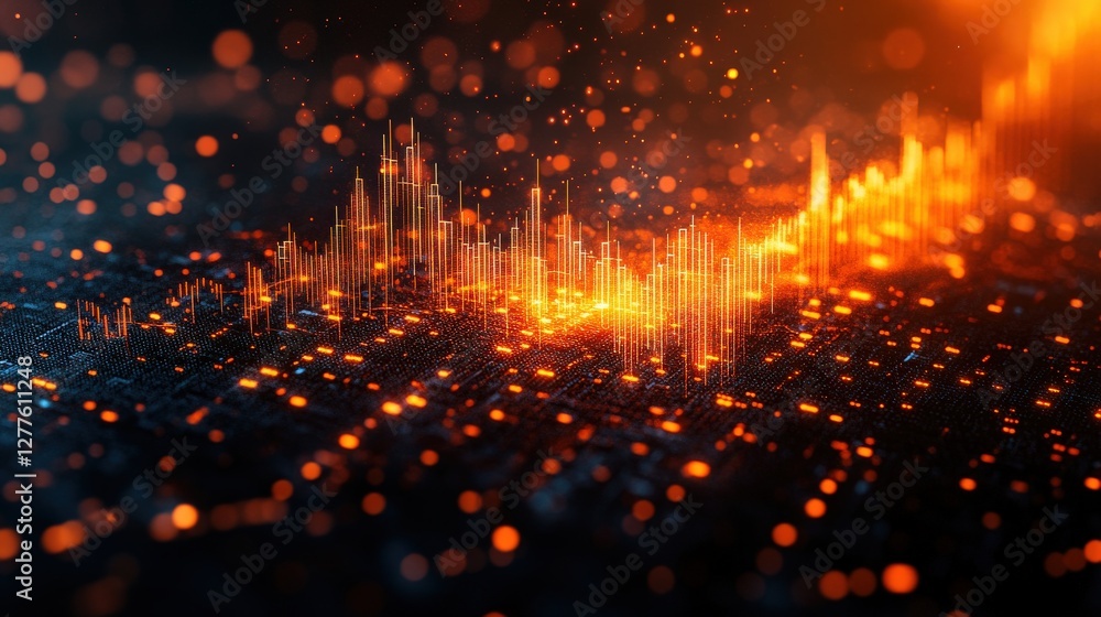 Aufkleber vibrant abstract visualization of sound waves and digital data against a dark background