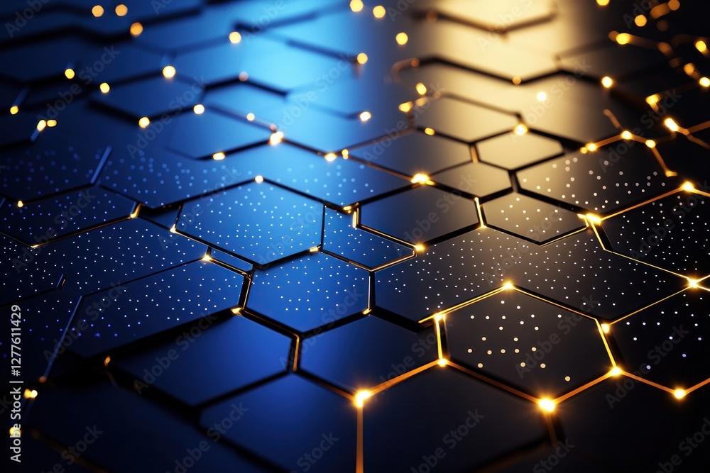Aufkleber Futuristic honeycomb structure with glowing nodes and intricate patterns creating a modern technological aesthetic and visual depth