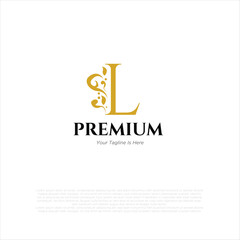 Letter l Royal Luxury Brand Symbol Design Template gold