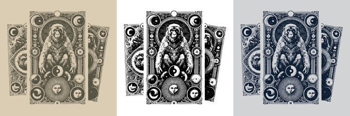 cyber monkey vector playing card tattoo design © iqbal