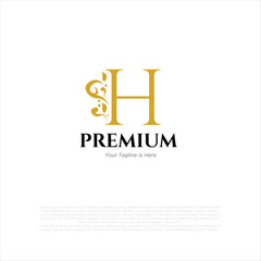 Letter h Royal Luxury Brand Symbol Design Template gold