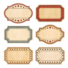 set of six blank vintage labels png