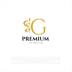 Letter g Royal Luxury Brand Symbol Design Template gold