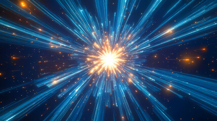 Naklejka premium Abstract Blue and Orange Fireworks Core Art