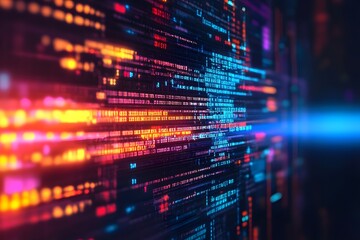 Obraz premium Abstract digital code, glowing neon colors