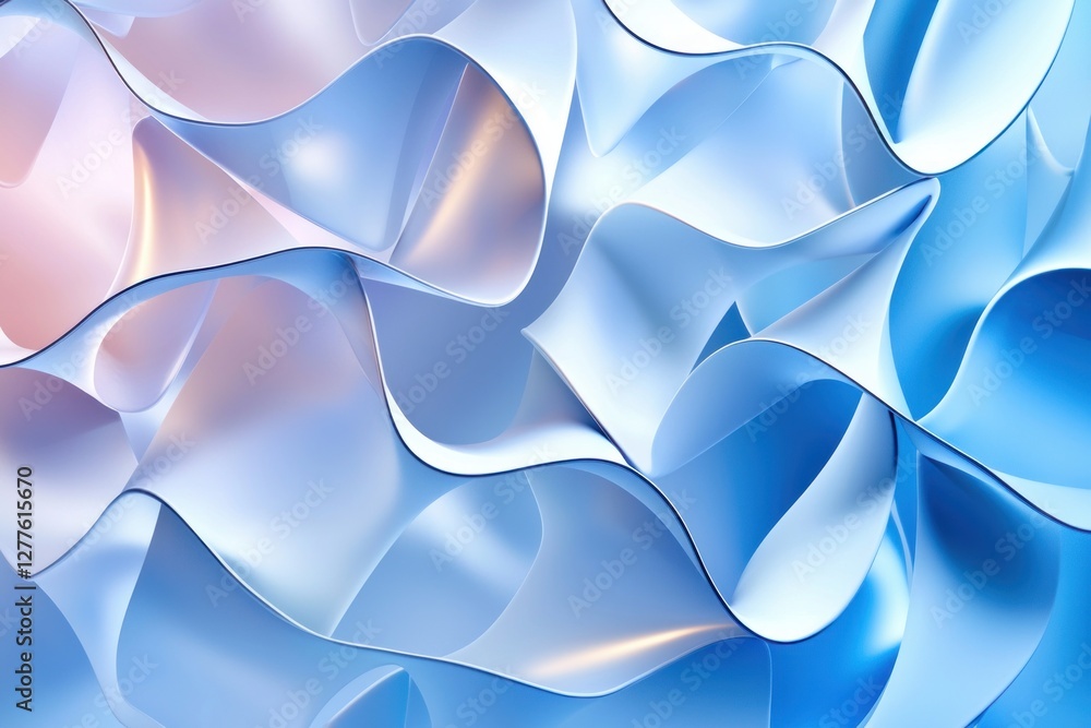 Aufkleber Abstract flowing forms in light blue and peach hues creating a soothing visual texture with gentle gradient and smooth surface