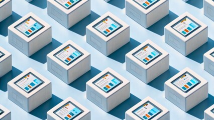 Digital Devices on Blue Background For Technology and Modern Communication Concepts