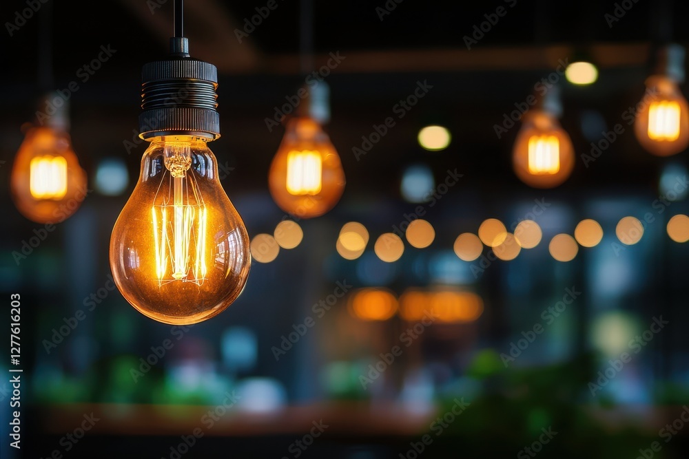 Fototapete warm glowing light bulbs illuminate a cozy interior space creating a vintage and inviting atmosphere