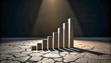 Growth Progression Chart on Parched Ground with Dramatic Lighting Effects