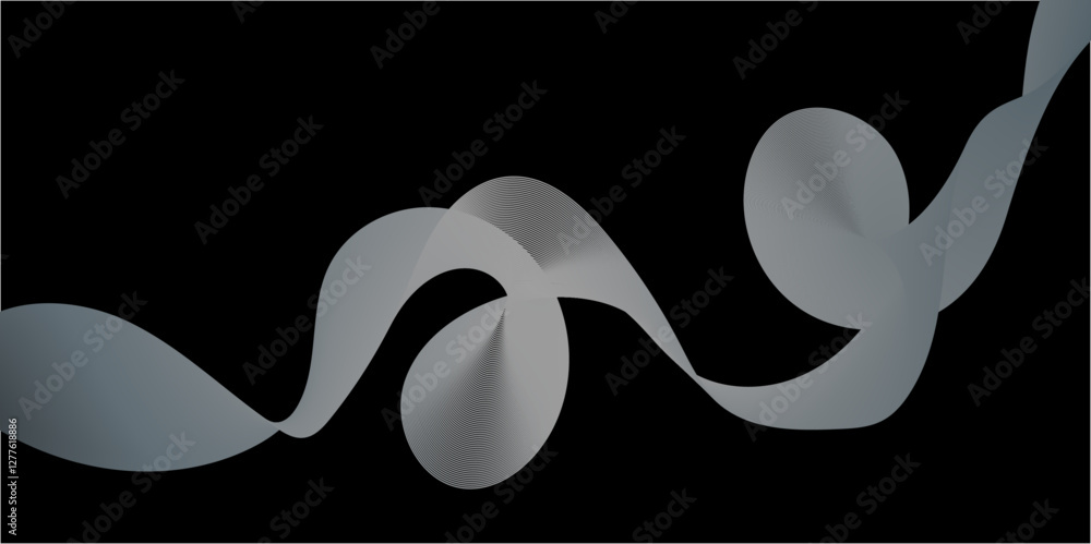 Aufkleber abstract black background with whit line. modern template abstract design flowing particles digital 