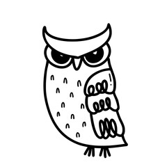 Spooky Halloween Owl  Outline Illustration
