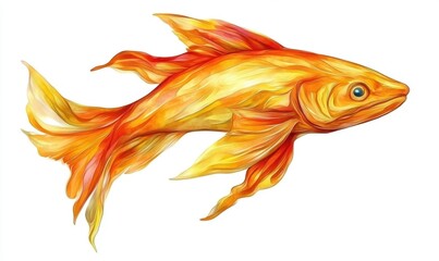 Fototapeta premium Vibrant orange goldfish swimming gracefully in clear water with soft, colorful reflections