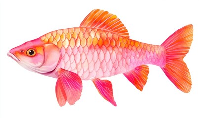 Vibrant pink fish swimming gracefully in clear water with soft light filtering through