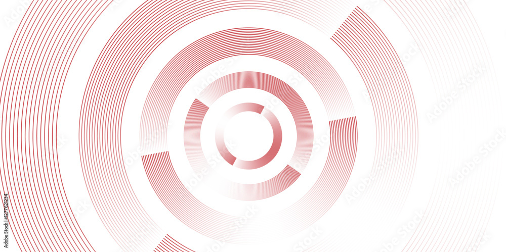 Poster white and red abstract background with circle lines spiral. optical illusion tunnel with white and r